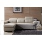 Canapé d'angle convertible - en cuir buffle italien 5 places, ALLURE, beige, angle gauche