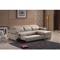 Canapé d'angle convertible en cuir buffle italien 5 places, ALLURE, beige, angle droit