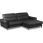 Canapé d'angle convertible en cuir italien luxe 5 places, MANZONI, coffre, noir, angle droit Canapé d'angle convertible en cuir italien luxe 5 places, MANZONI, coffre, noir, angle droit
