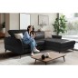 Canapé d'angle convertible en cuir italien luxe 5 places, MANZONI, coffre, noir, angle droit Canapé d'angle convertible en cuir italien luxe 5 places, MANZONI, coffre, noir, angle droit