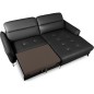 Canapé d'angle convertible en cuir italien luxe 5 places, MANZONI, coffre, noir, angle droit Canapé d'angle convertible en cuir italien luxe 5 places, MANZONI, coffre, noir, angle droit