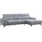 Canapé d'angle en cuir luxe italien 4/5 places BARI, gris clair, angle droit