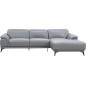 Canapé d'angle en cuir luxe italien 4/5 places BARI, gris clair, angle droit