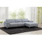 Canapé d'angle en cuir luxe italien 4/5 places BARI, gris clair, angle droit