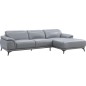 Canapé d'angle en cuir luxe italien 4/5 places BARI, gris clair, angle droit
