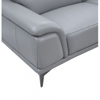 Canapé d'angle en cuir luxe italien 4/5 places BARI, gris clair, angle droit
