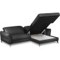 Canapé d'angle convertible en cuir italien luxe 5 places, MANZONI, coffre, noir, angle droit Canapé d'angle convertible en cuir italien luxe 5 places, MANZONI, coffre, noir, angle droit