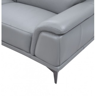 Canapé d'angle en cuir luxe italien 4/5 places - BARI, gris clair, angle gauche