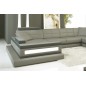 Canapé d'angle en cuir italien 8 places MAJESTIC, gris clair, angle droit