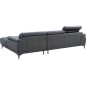 Canapé d'angle en cuir luxe italien 4/5 places BARI, gris foncé, angle droit