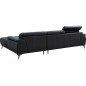 Canapé d'angle en cuir luxe italien 4/5 places BARI, noir, angle droit