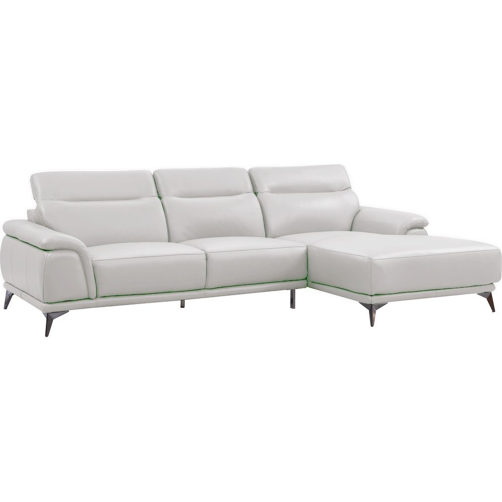 Canapé d'angle en cuir luxe italien 4/5 places BARI, blanc, angle droit