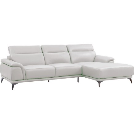 Canapé d'angle en cuir luxe italien 4/5 places BARI, blanc, angle droit