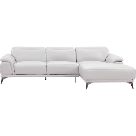 Canapé d'angle en cuir luxe italien 4/5 places BARI, blanc, angle droit