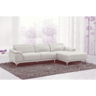 Canapé d'angle en cuir luxe italien 4/5 places BARI, blanc, angle droit