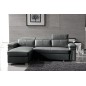 Canapé d'angle convertible en cuir buffle italien 5 places, ALLURE, gris foncé, angle gauche