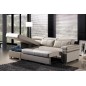 Canapé d'angle convertible en cuir buffle italien 5 places, ALLURE, gris foncé, angle gauche