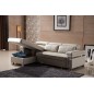Canapé d'angle convertible en cuir buffle italien 5 places, ALLURE, gris foncé, angle gauche