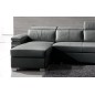 Canapé d'angle convertible en cuir buffle italien 5 places, ALLURE, gris foncé, angle gauche