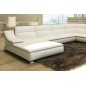Canapé d'angle en cuir luxe italien 7 places ANGELO, blanc et noir, angle droit