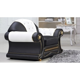Fauteuil 1 place en cuir LUXE italien BRISTOL, noir et blanc
