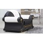 Fauteuil 1 place en cuir LUXE italien BRISTOL, noir et blanc