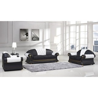 Fauteuil 1 place en cuir LUXE italien BRISTOL, noir et blanc