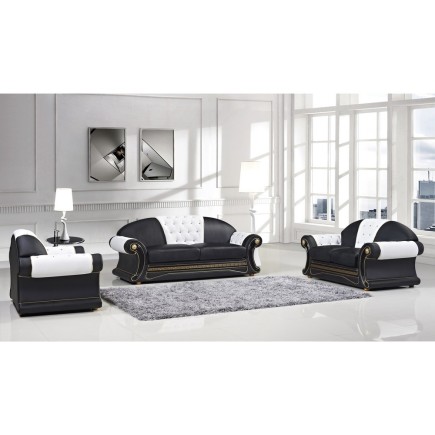 Fauteuil 1 place en cuir LUXE italien BRISTOL, noir et blanc