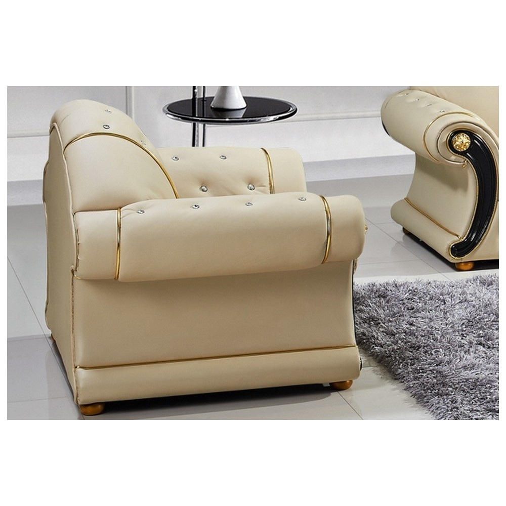 Fauteuil 1 place en cuir LUXE italien BRISTOL, beige