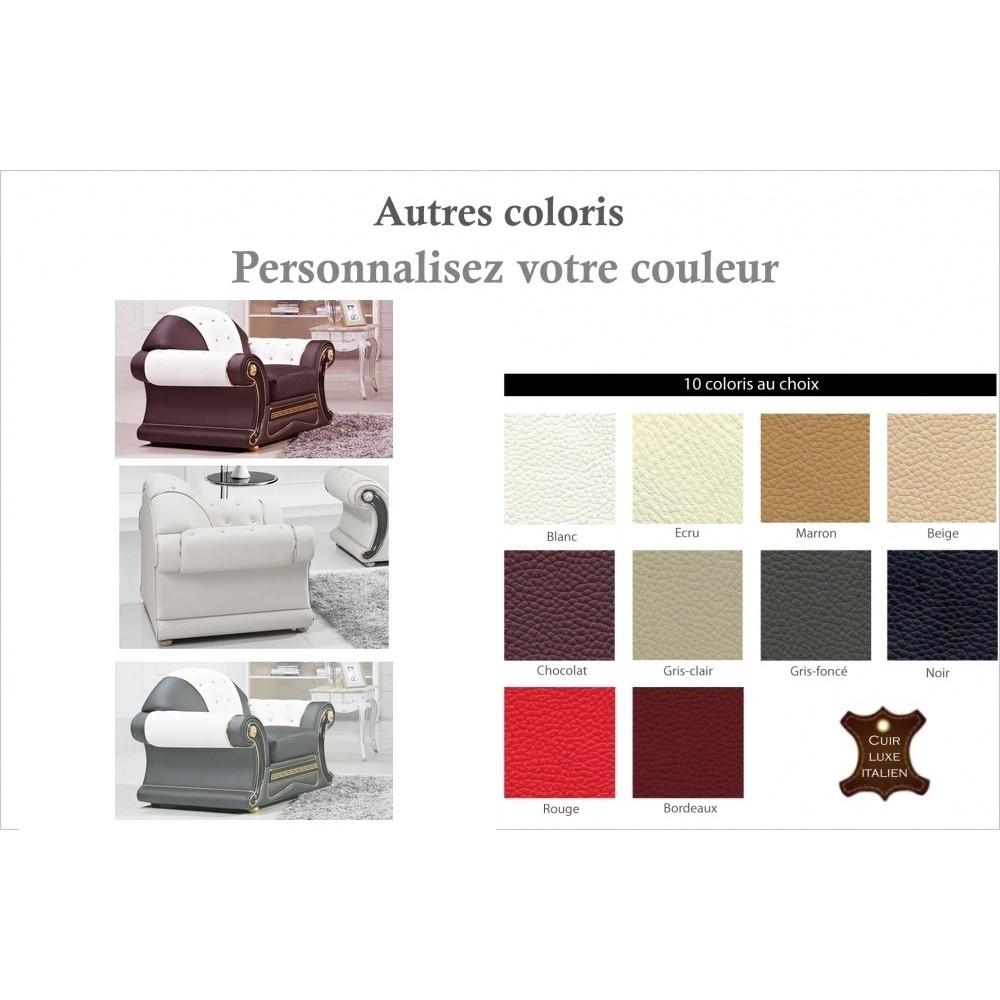 Fauteuil 1 place en cuir LUXE italien BRISTOL, couleur personnalisée