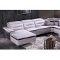 Canapé d'angle relax électrique en cuir buffle italien de luxe COMBIRELAX, blanc et noir, angle droit, 7/8 places