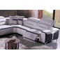 Canapé d'angle relax électrique en cuir buffle italien de luxe COMBIRELAX, blanc et noir, angle droit, 7/8 places