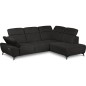 Canapé d'angle avec relax électrique en tissu Bellagio, noir, angle droit