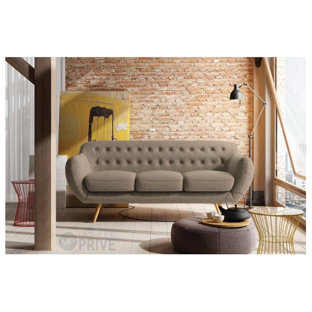 Canapé 3 places en tissu de qualité INAVA, beige.