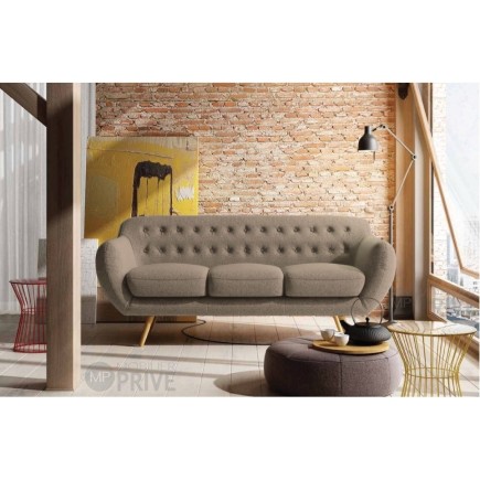 Canapé 3 places en tissu de qualité INAVA, beige.