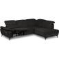 Canapé d'angle avec relax électrique en tissu Bellagio, noir, angle droit
