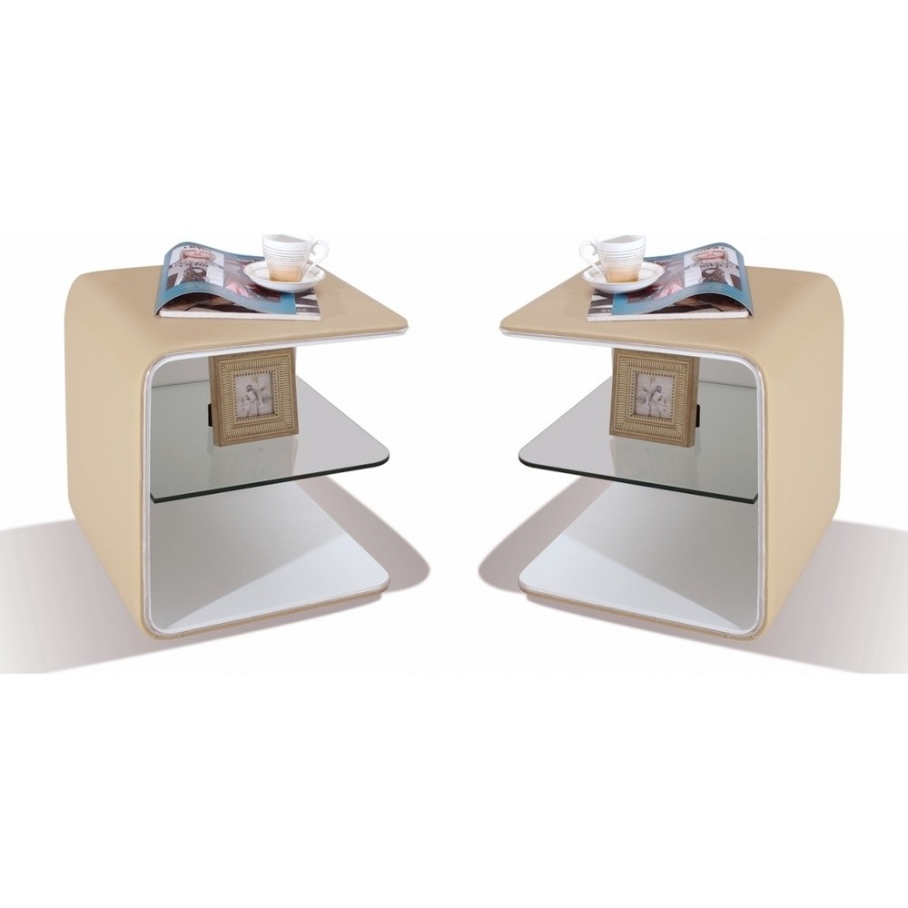 2 chevets de qualité supérieure ELVIN, couleur beige (1 gauche et 1 droit)