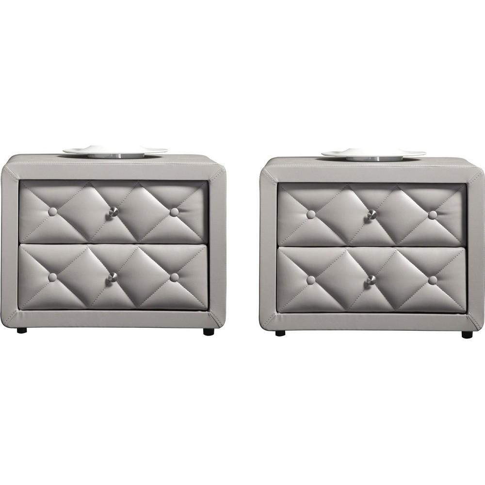 Ensemble de 2 chevets de belle qualité DORY, gris clair