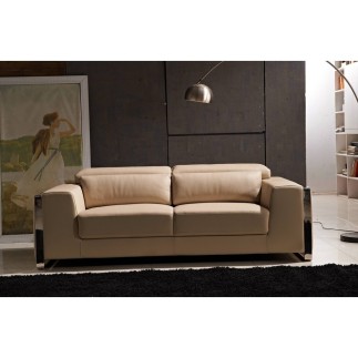 Canapé 2 places en cuir italien buffle LUXY, beige