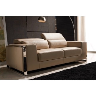 Canapé 2 places en cuir italien buffle LUXY, beige