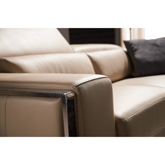 Canapé 2 places en cuir italien buffle LUXY, beige