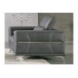 Un fauteuil 1 place en cuir italien buffle VEGA, gris foncé avec surpiqure gris clair