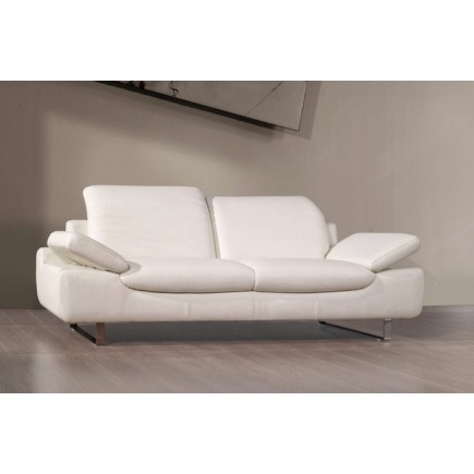 Ensemble : canapé 2 places + fauteuil en cuir supérieur luxe haut de gamme italien, TORINO, blanc