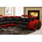 Canapé d'angle en cuir italien : 5/6 places PETIT EXCELIA, noir et rouge, angle droit