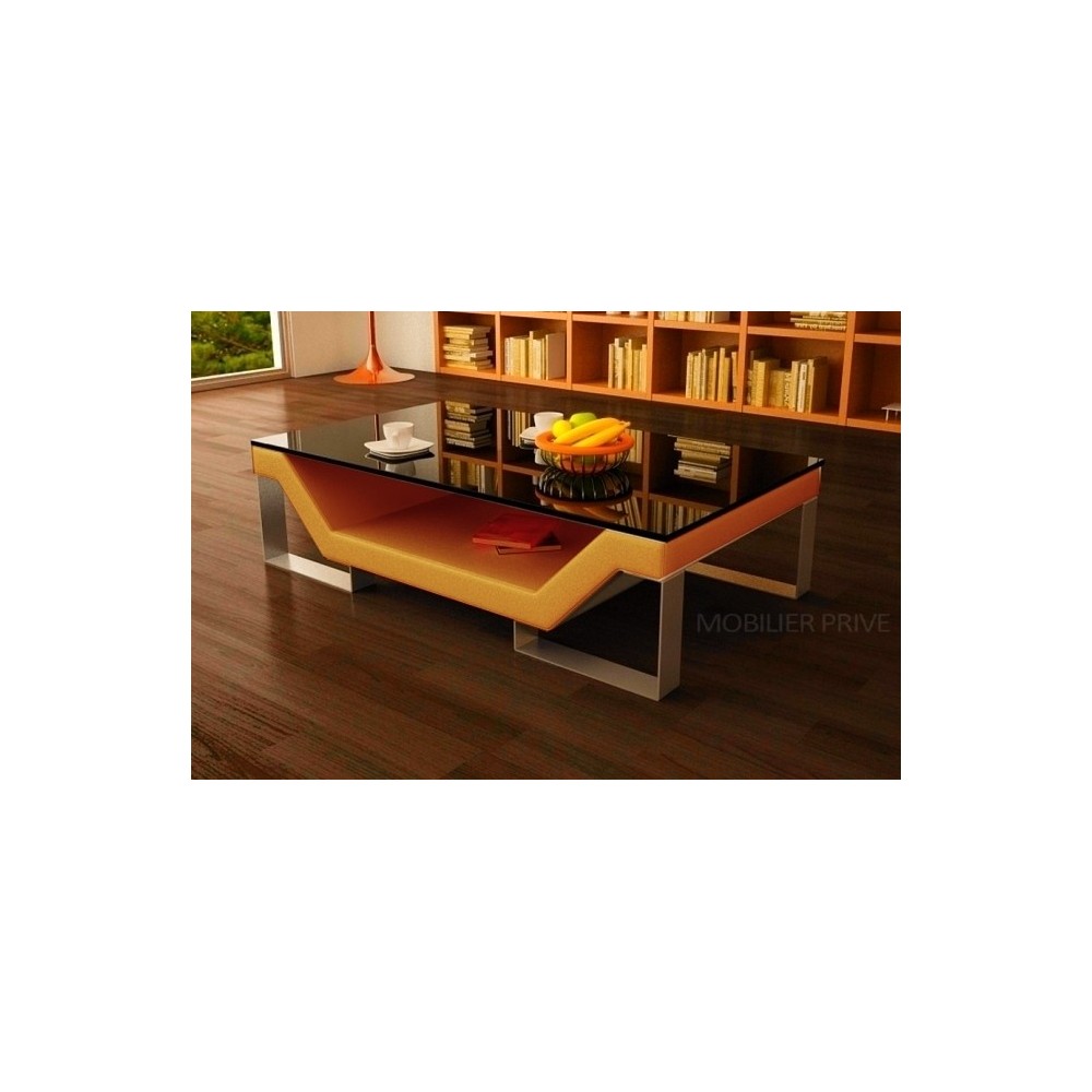 Table basse design PERLE, orange