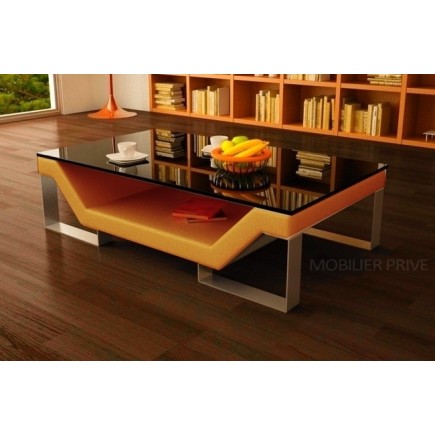 Table basse design PERLE, orange