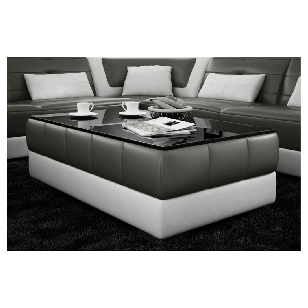 Table basse design ZEINA, gris foncé et blanc