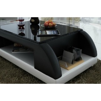 Table basse design VALINA, blanc et chocolat