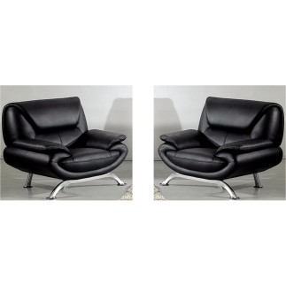 Ensemble de 2 fauteuils JONAH en cuir luxe italien, noir