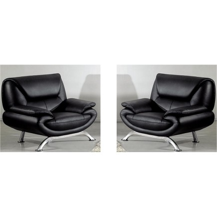 Ensemble de 2 fauteuils JONAH en cuir luxe italien, noir